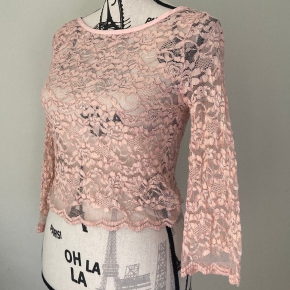 Forever 21 Vintage Light Pink lace top - Picture 1 of 6